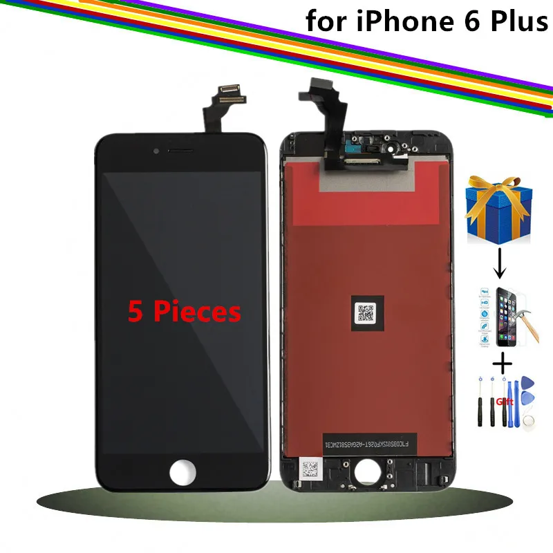 

5 Pieces Replacement LCD Screen for iPhone 6 Plus Display and Digitizer Assembly Screen 5.5inch , Black White