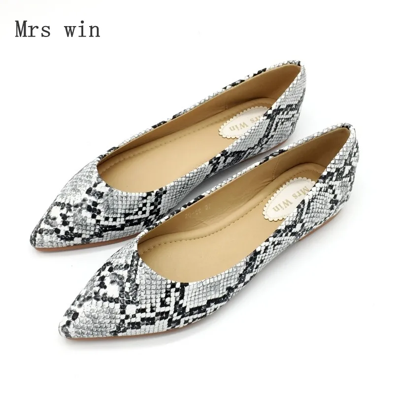 Imprimer Femme Chaussures on Mujer Simples Serpent Noir 2018 Zapatos Automne Ballerines Slip Dames Femmes blanc Printemps Travaillent qxBEIAz