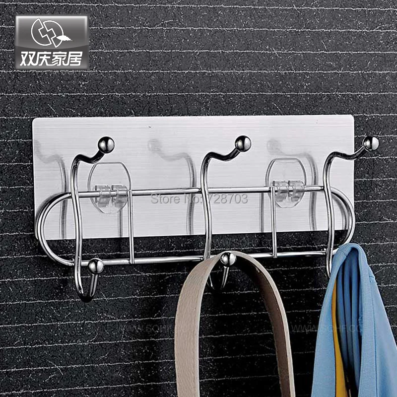 

22CM Long Magic Flexible Sticker Wall Mounted Metal Chorming Door Hanging Hook 3 Coat Hooks For Coat