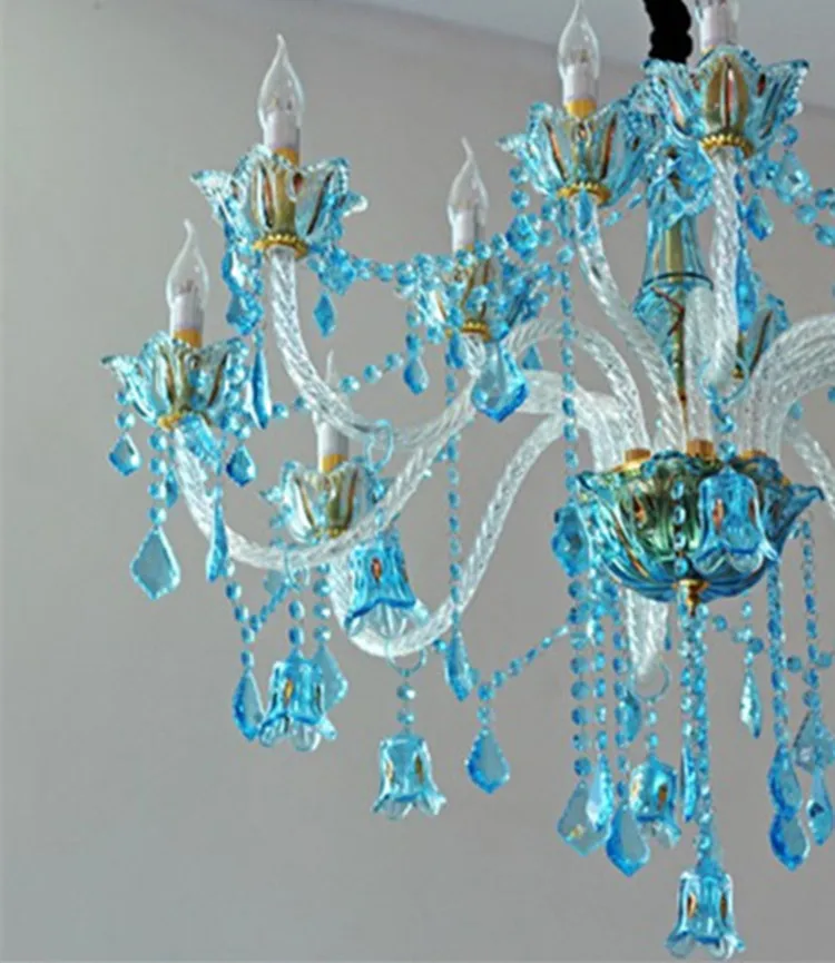 Французская светодиодная стеклянная люстра из прозрачного стекла led Candelabro синие