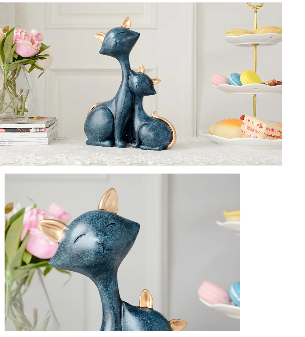 Домашний декор, статуэтки кошки из смолы, миниатюрные декоративные статуя кота для рабочего стола, украшения для гостиной, аксессуары, свадебные подарки