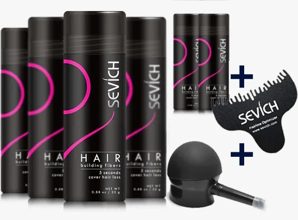 

One kit 7pcs Hair Loss Product 5pcs Hair Care Fiber One Free comb One Hair Spray Pump Wig Thickening Hair Growth Keratin Fiber