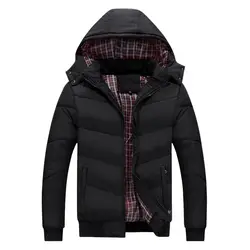 Пальто парки мужские 2018 новые модные меховым воротником с капюшоном молния съемный шлем зимняя куртка мужские пальто плотные теплые