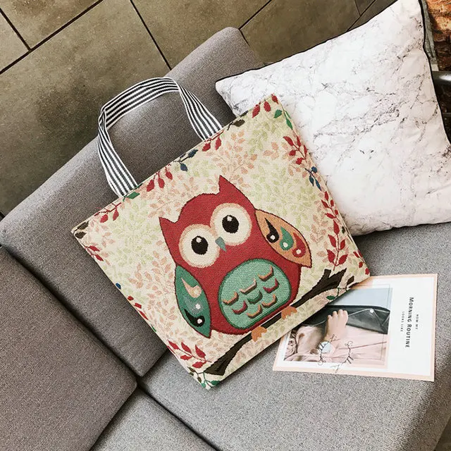 Новая Холщовая Сумка жаккардовая тканевая сумка для покупок в супермаркете мультяшная вышитая сумка на плечо Большая вместительная сумка