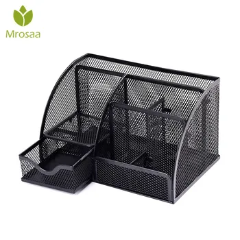

7 Cell Metal Mesh Desktop Office Pen Pencil Holder Iron Desk Organizer for Scissors Ruler Stationery School Supplies Accessories