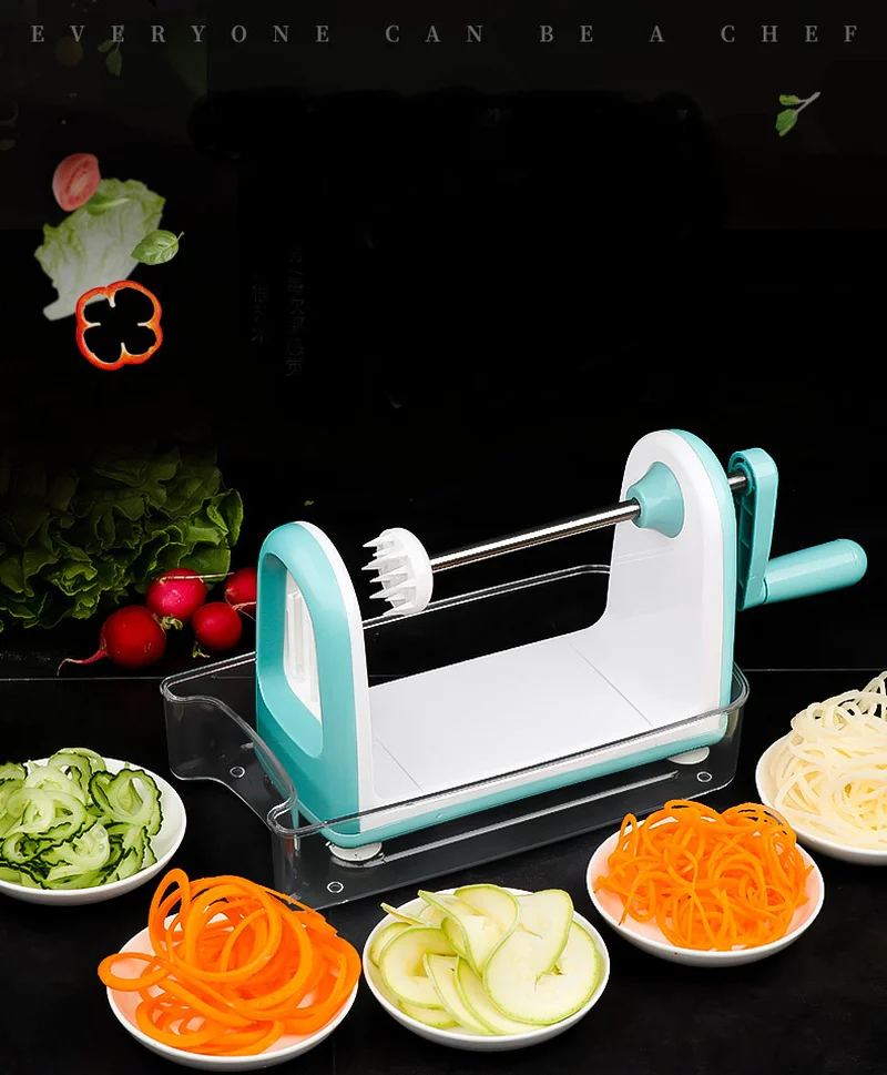 

Manual Vegetable Cutter Multi-functional Mandoline Spiral Vegetable Slicer Potato Onion Cutter Carrot Grater with Built-in Blade