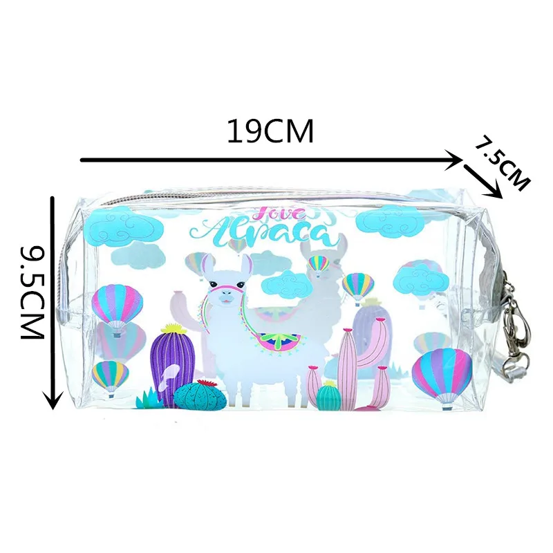 Large Capacity Cute Cosmetic Bag For Women Alpaca Transparent Toiletry Beauty Bag Multifunction Bathing Travel Makeup Wash Kit