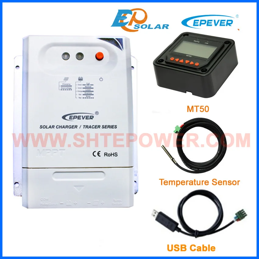 

Tracer3210CN 30A MPPT solar charge controller with MT50 USB and temperature sensor