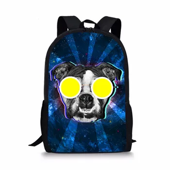 

THIKIN Cool Bulldog Printed Girls Backpacks Multicolor Galaxy Star Child School Book Bag Personalized Bagpack for Kids Mochila