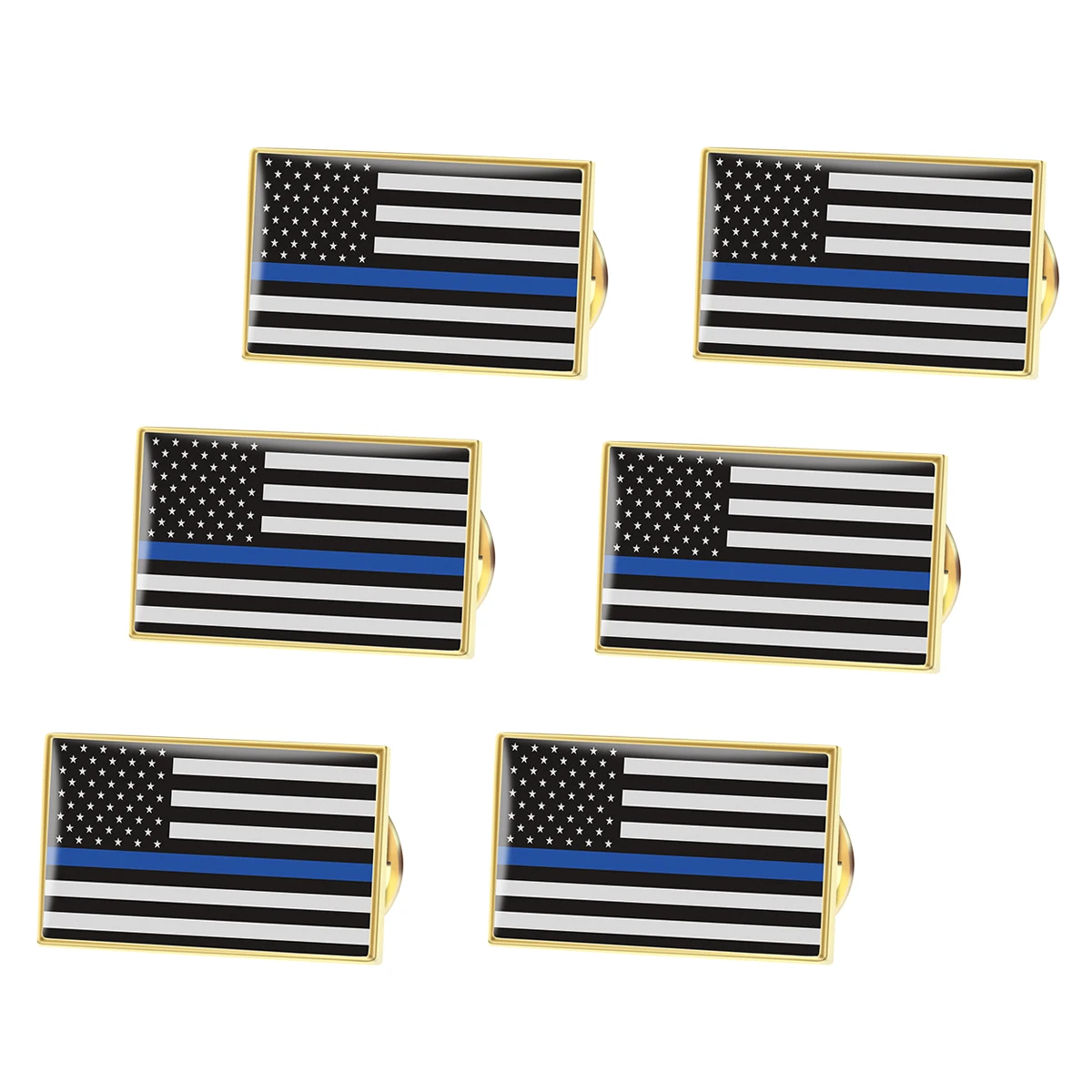 

BESTOMZ 6pcs/Set American Flag Necktie Clip 2.5*1.5CM Copper Police Lapel Pin for Independence Day 4th of July Party
