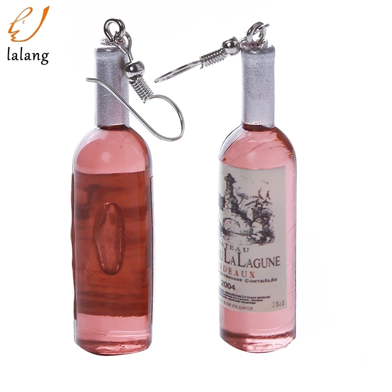 Creative Wine Bottle Pendant Dangle Earrings Fashion Clear Glass Cocktail Red Wine Earrings For Women Earrings Jewelry