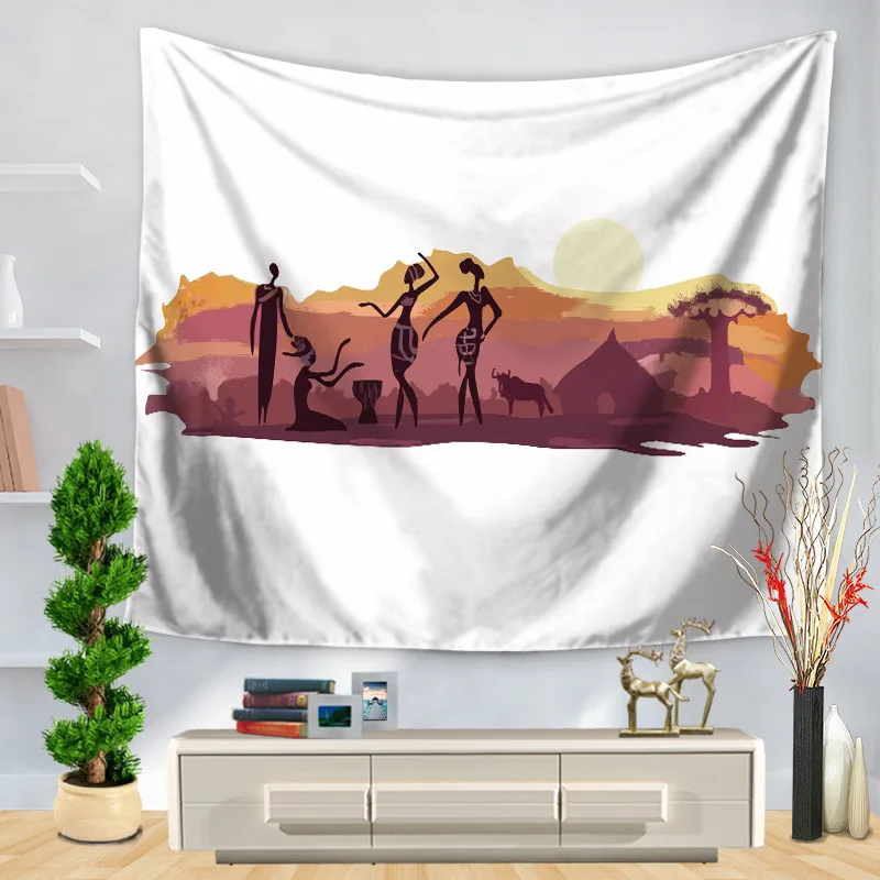 

Home Decorative Wall Hanging Carpet Tapestry Rectangle Bedspread Color Africa Ethnic dance Pattern GT1171