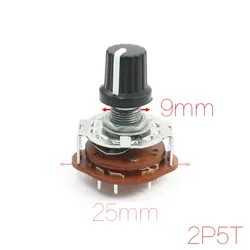 

Shaft 6mm Hole 9mm 2P5T 2 Wafers Rotary Switch Band Selector 2Pole 5 Position selector switch Discount 50