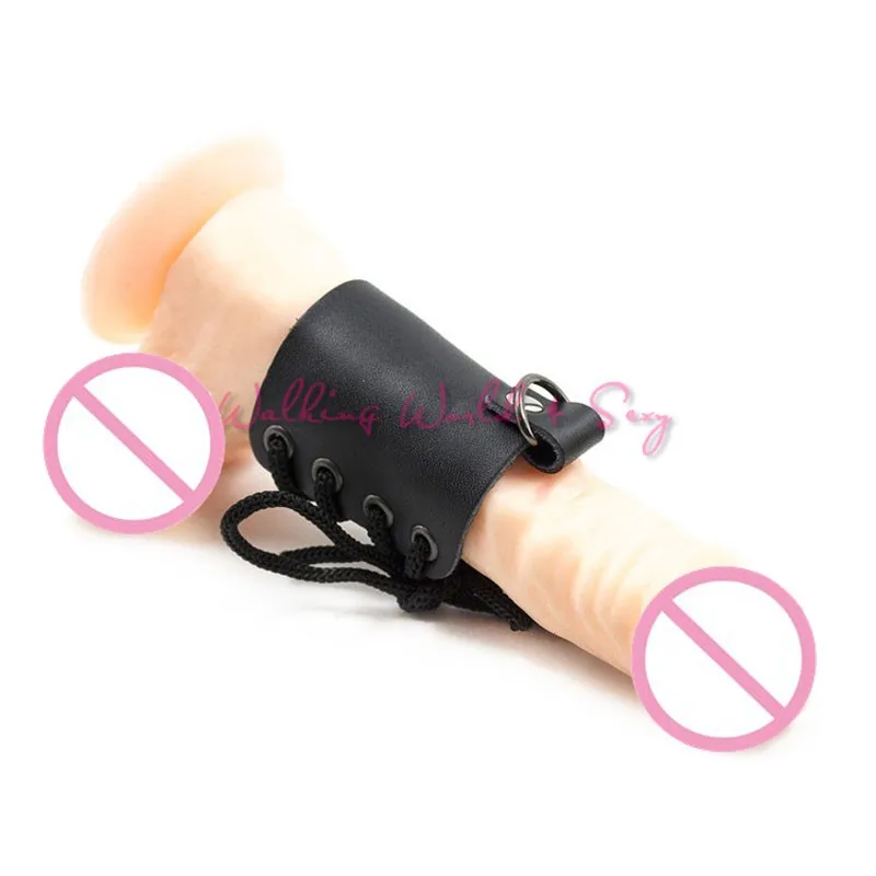 Genuine Leather Cock Ring Lace-up Extender Stretcher Time Delay Ring Sex Products For Men Penis Ring Male Chastity Erotic Toys (4)