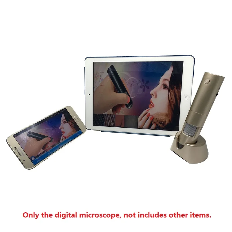 

Wireless WiFi 3MP Scalp Skin Detector Illuminated 200X Video Microscope Hair Follicle Intelligent Analysis Connect Phone iPad