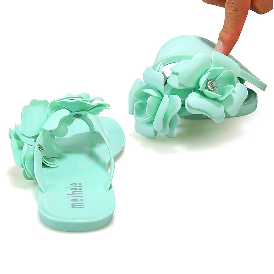 

Hot Fashion Summer style shoes for women Slippers New Flip Flops Sweet Girls Female Sandals flower jelly slippers