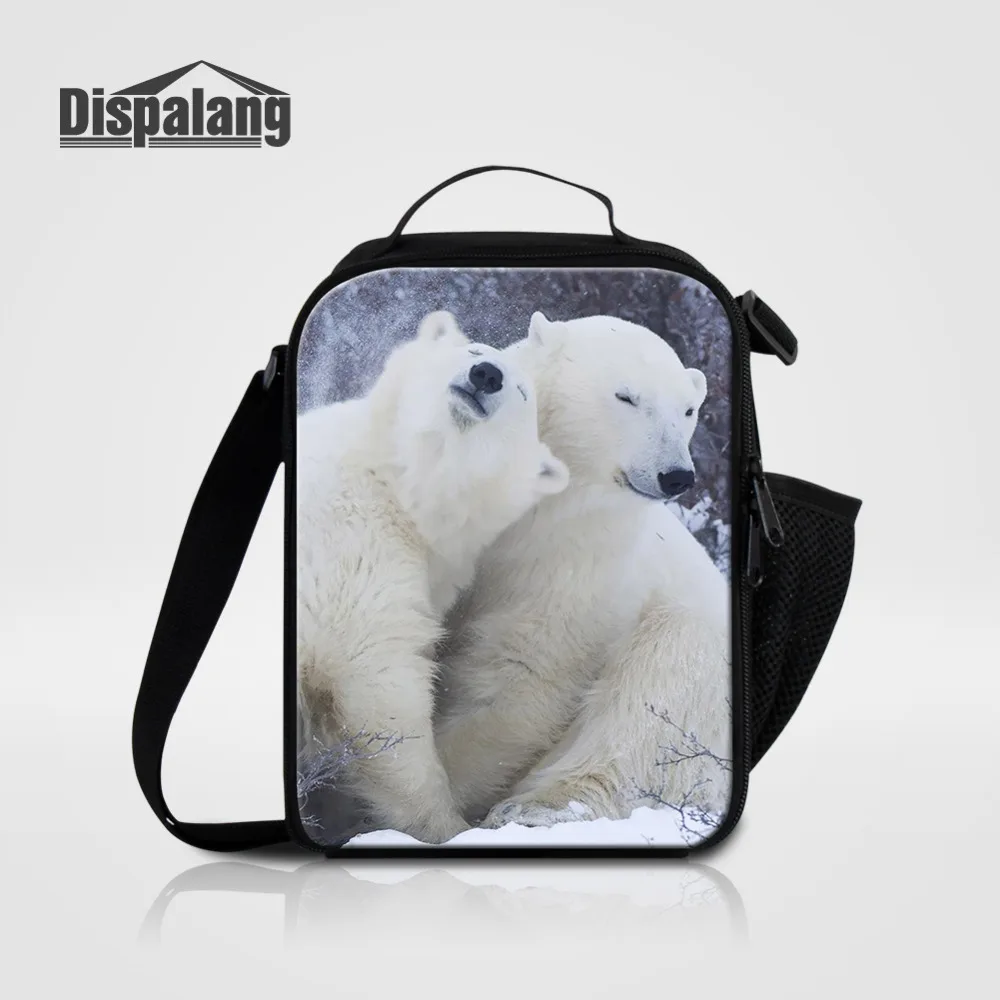Dispalang Polar Bear Print Kids Lunch Bags Thermal Cooler Bag