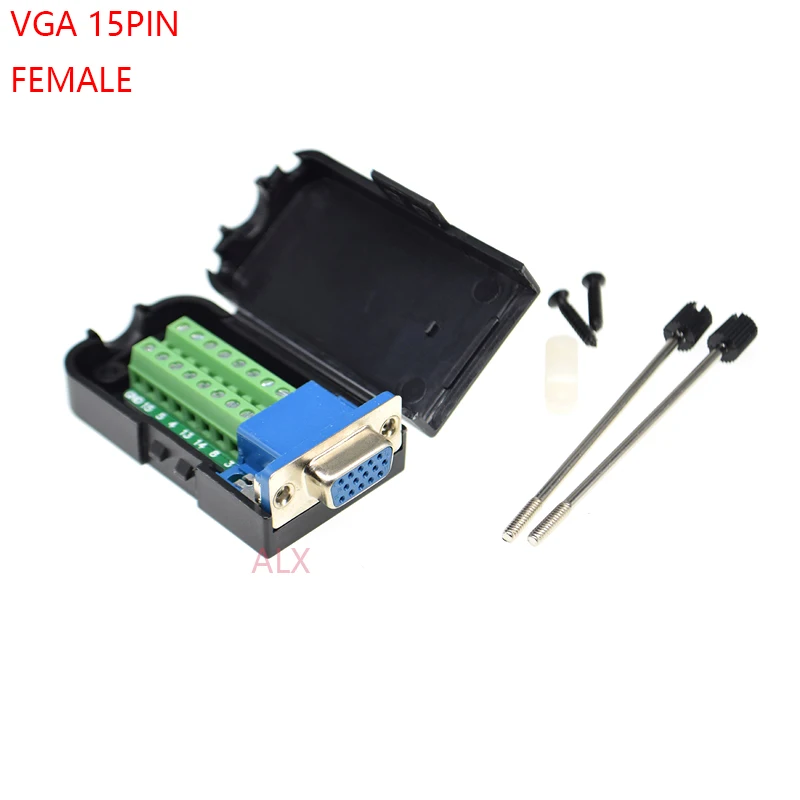 VGA VGA15 DB15 15 контактный 3 рядный гнездовой разъем для винтового наконечника адаптер