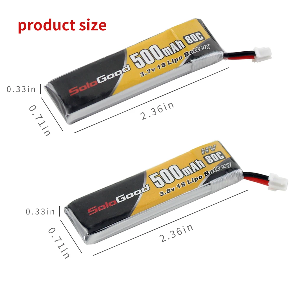 5 шт. SoloGood Lipo аккумулятор 1S 3,7 V 3,8 V 500mAh 80C 1S аккумуляторные батареи с разъемом PH2.0 для внутреннего гоночного дрона