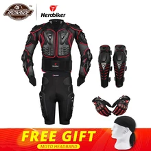 HEROBIKER Red Motocross Racing Motorcycle Body Armor Protection Motorcycle Jacket Shorts Pants Protective Gear Knee Pads