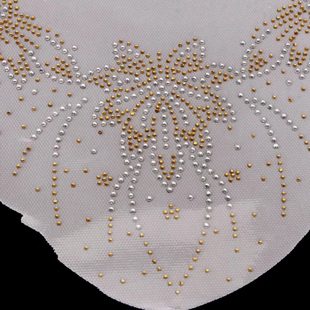 Floral Neckline Collar Trim Rhinestones Iron on Hot Fix Motif Heat Press Applique Patch