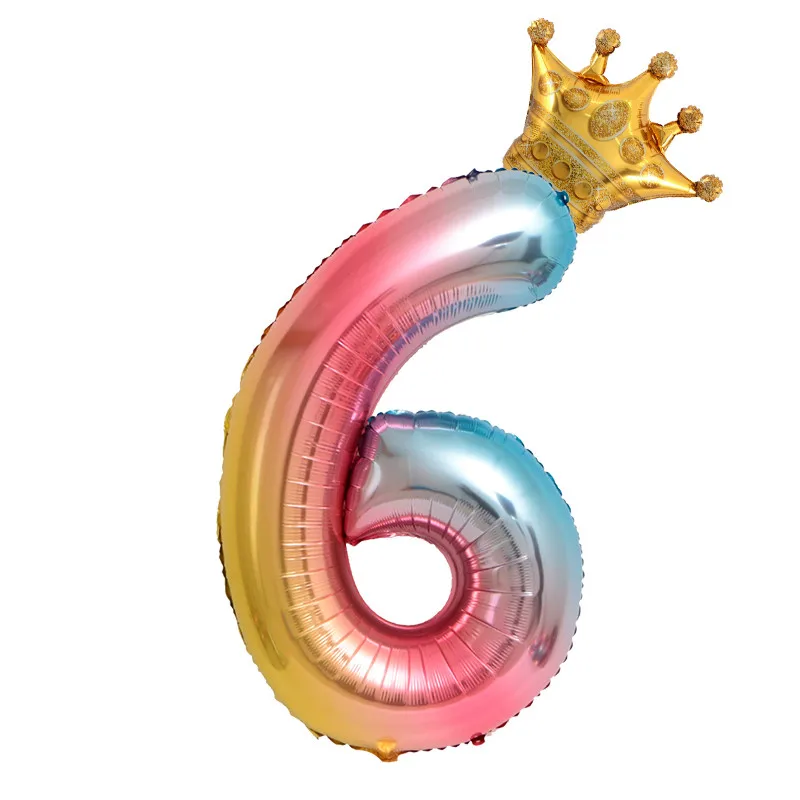 2 шт 40 дюймов цифры фольгированные шары с короной для маленьких мальчиков и девочек Корона С Днем Рождения шар детский душ Декор принадлежности - Цвет: 6