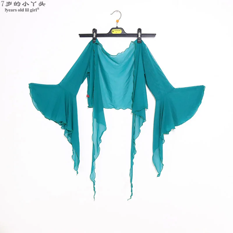5 цветов Одежда для танца живота Топы Женская сексуальная сетка топ спереди крест кроп Холтер Глубокий V шеи с расклешенными рукавами Топ BYY11-15