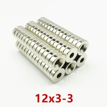 100 шт. 12×3 мм потайной неодимовый магнит 12×3 отверстие мм 3 мм маленький круглый N52 супер сильный Мощный магнитный 12*3