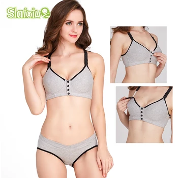 

Bra+Panties Set Cotton Pregnant Brassieres Maternity Pregnancy Breast Feeding Bras For Women Panties Underwear Mother Clothes