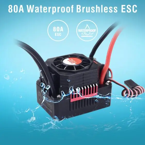 Водонепроницаемый 25A 35A 45A 60A 80A 120A 150A ESC бесщеточный, Скорость контроллер для 1/8 1/10 1/12 1/20 RC автомобиль - Цвет: 80A ESC