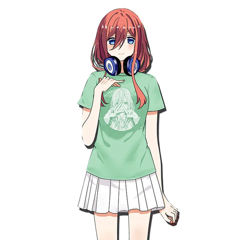 

The Quintessential Quintuplets Kawaii Two Piece Set School pleated Mini Pleated Skirt Set Anime Summer Cothes Cartoon T shirts