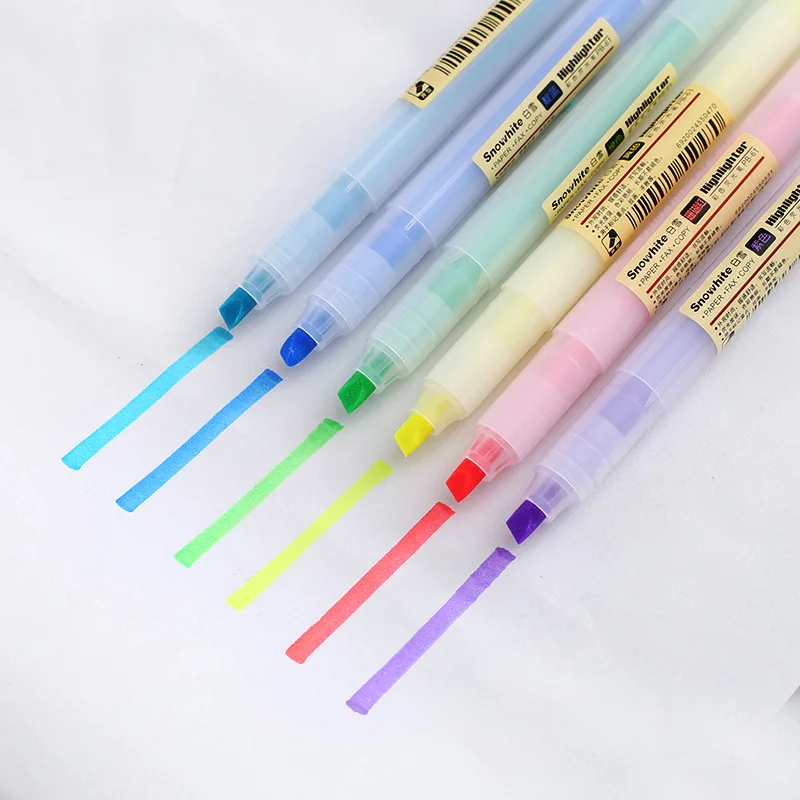 

1pcs Students Mark Pen with 10-color Marker Pen with Key Lines and Multicolor Watercolor Pen pastel highlighterr marker