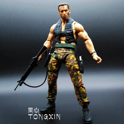 NECA фильм 25th Хищник инопланетянин Арнольд Шварценеггер патруль голландский извлечение голландский Охотник за джунглями 18 см игрушка ПВХ фигурка модель S108 - Цвет: Черный