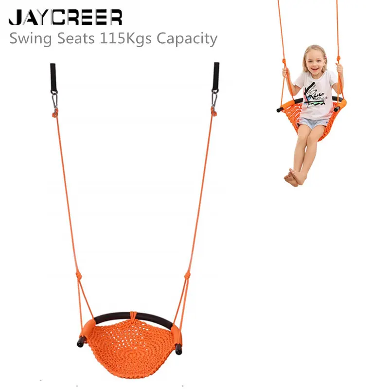 Jaycreer детские качели, качающееся сиденье для детей с регулируемым веревки, ручной работы вязаные качелей сиденье отлично подходит для дерева, в помещении, детская площадка