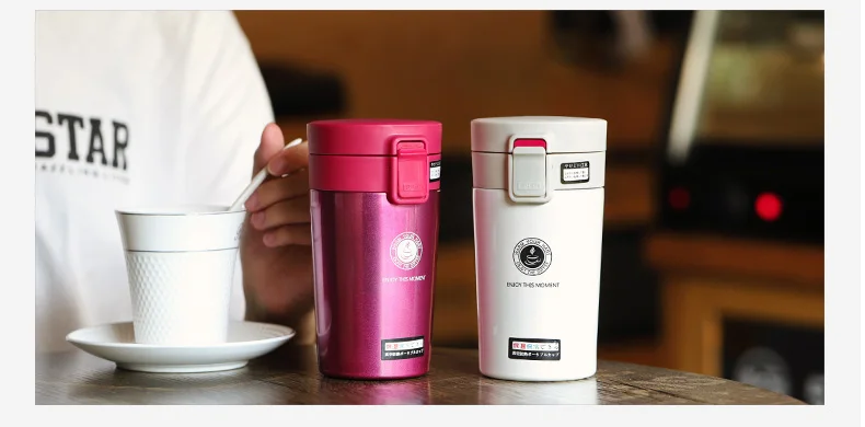 Cute Thermose Cup Thermal Bottle for coffee Vacuum Flasks Cafe Thermose one hand touch stainless steel (21)