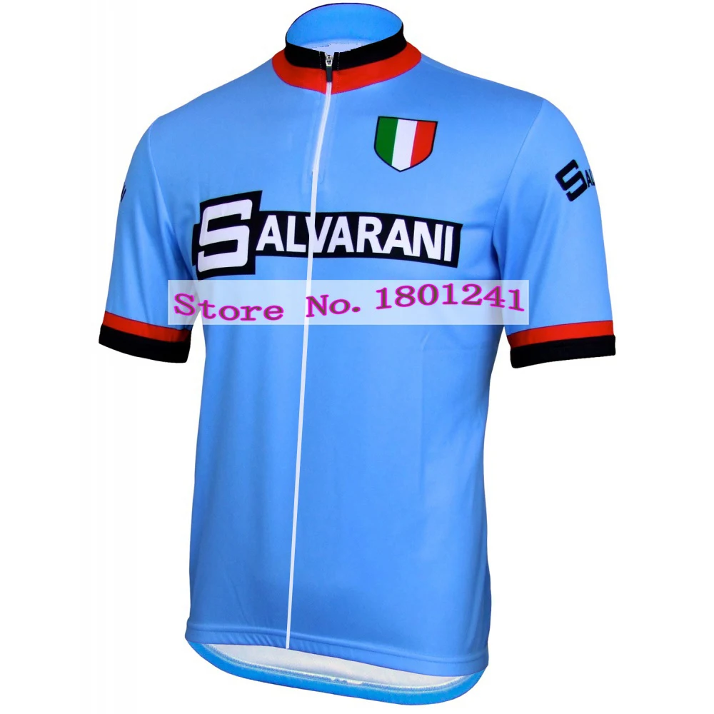 Retro cycling jersey clothing blue pro team bike wear riding racing
