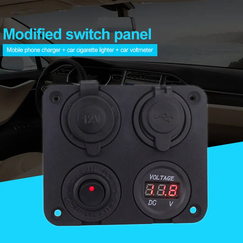 

Pratical USB Car Voltmeter ABS Black Mobile Charger Ship USB Yacht Voltmeter Modification Lighter Car Voltmeter