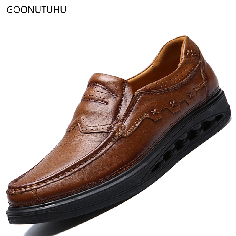 

Men's shoes casual genuine leather loafers slip-on breathable fashion shoe man youth urban driving & work platform shoes for men