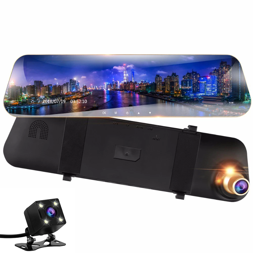 

4 inch Screen Car DVR Loop Recorder + Motion Detection Night Vision Car Camera FHD 1080P Rearview mirror Dash Cam Record Box