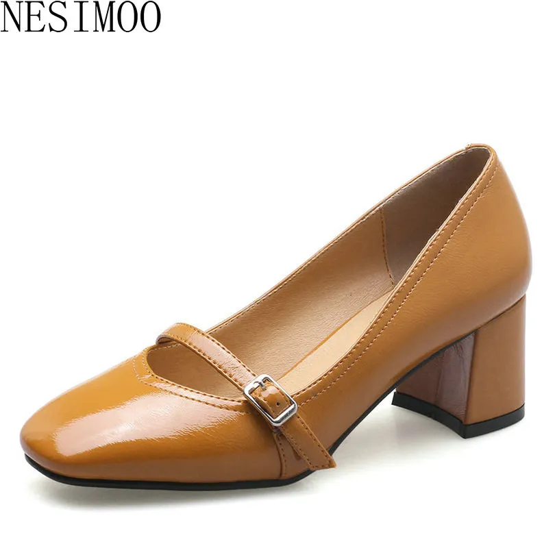 

NESIMOO 2018 Women Pumps All Match Fashion Square High Heel Square Toe Women Shoes Westr Style Ladies Pumps Size 34-43