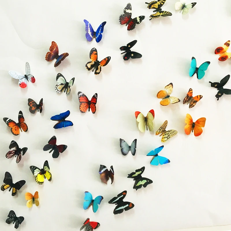 

18pcs/lot 3d multicolor Pvc Butterfly Wall Sticker Art Decal living room Kids Rooms Home decor for Mural Stickers DIY Decals