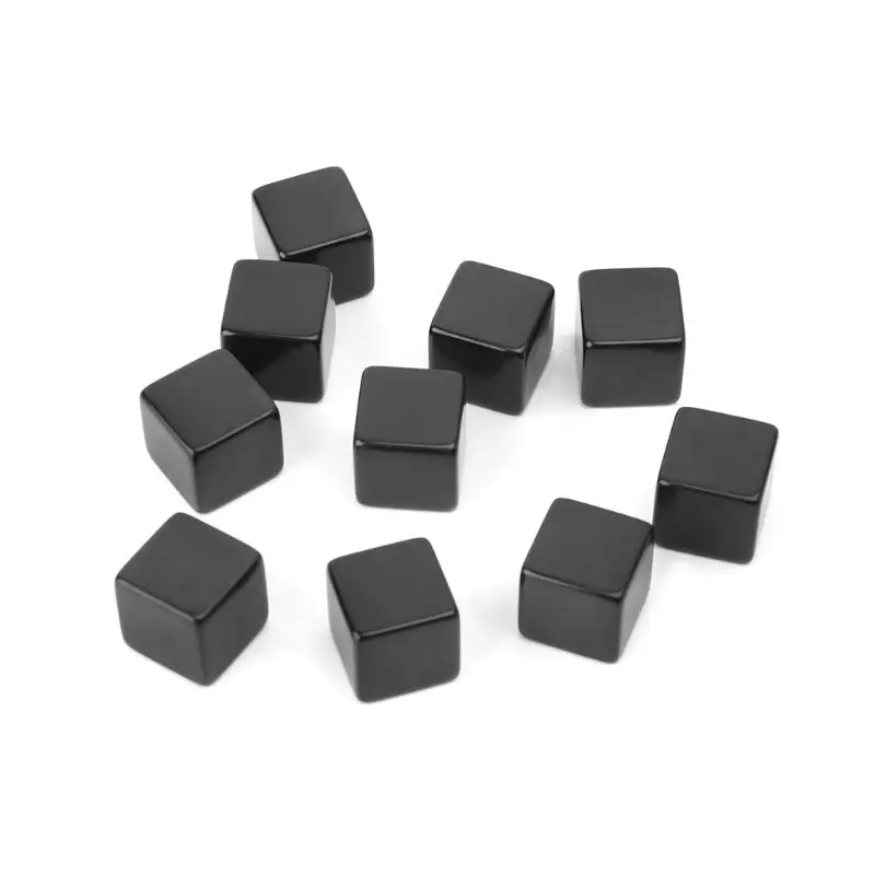 10pcs 16mm Blank Dice Black Acrylic Cube Board Game Kid Toy DIY Fun And Teaching