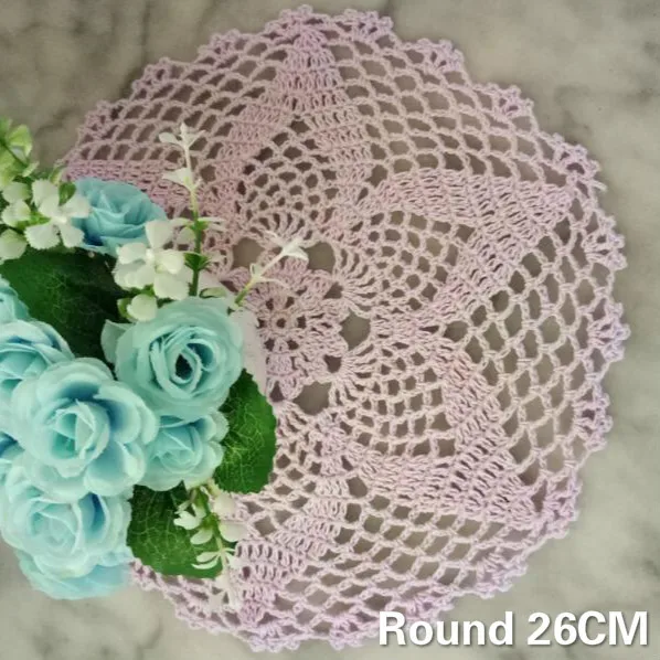 

26CM Round Pastoral Crochet Flowers Placemats Handmade Bowl Mat Padding Mat Insulation Pad Mantel Individual Cup Coffee Coaster