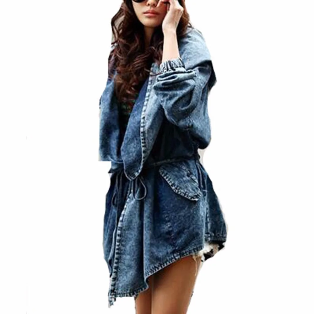 incredible  SHENGPALAE20200 New Fashion Spring Oversized Jeans Jacket Women Loose Hooded Denim Irregular Coat F