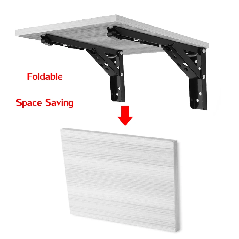 Черный 2 шт. треугольный складной Угловой кронштейн Регулируемая ТЯЖЕЛАЯ ПОДДЕРЖКА настенный кронштейн для скамейки стола полка Кронштейн мебельная фурнитура