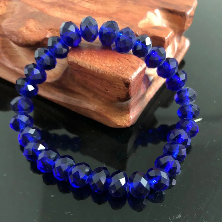 HT8M3 8mm Royal Blue Женские Стразы ручной работы, 8 мм, 10 мм, стекло, кристалл, бисер, круглые бусины, растягивающийся браслет, женские браслеты, ювелирные изделия для девушек - Окраска металла: HT8M3 8mm Royal Blue