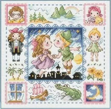 cs-2541 Cross Stitch Kit Peter Pan Kiss Little Girl and Boy Fairy Fairytale Fairyland SO