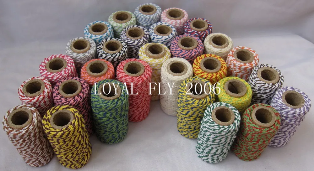 200pcs/lot Cotton Bakers Twine 20m/spool Color Twine, Divine Twine, Diy