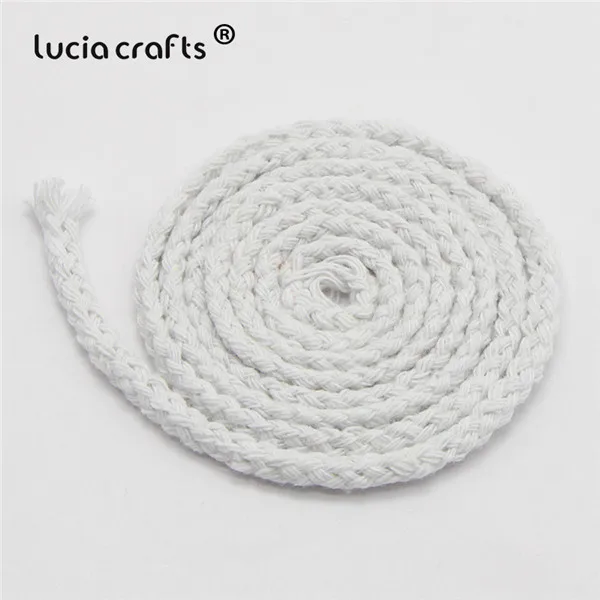 Lucia crafts, 5 м/22 м, разноцветные хлопковые шнуры, плетеная веревка, декоративный шнурок, шнурок, DIY, аксессуары для дома ручной работы W0210 - Цвет: C1 white  5m