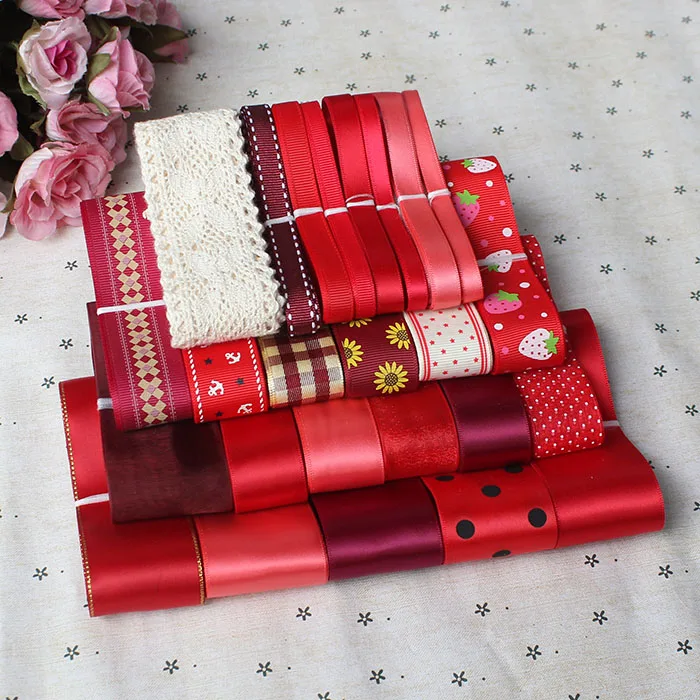 

AOY DIY Ribbons Mix 25 Meters Grosgrain stain Ribbon webbing Tapes Ribbon Set for Handmade Bow Hairpin Material Accessories